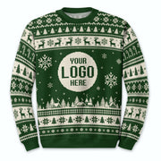 Custom Logo Ugly Christmas Sweater Reindeer Fair Isle Pattern Holiday Jumper