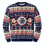Custom Logo Ugly Christmas Sweater Santa Claus Christmas Tree Holiday Jumper