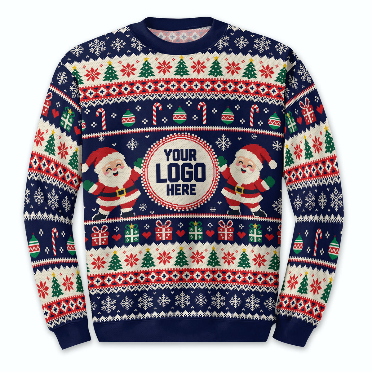 Custom Logo Ugly Christmas Sweater Santa Claus Christmas Tree Holiday Jumper