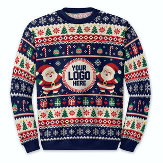 Custom Logo Ugly Christmas Sweater Santa Claus Christmas Tree Holiday Jumper
