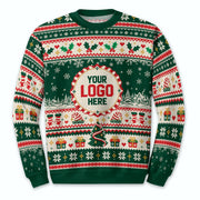 Custom Logo Ugly Christmas Sweater Holly Berry Stocking Patterned Holiday Jumper