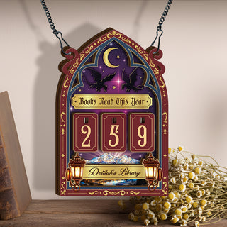Custom Book Tracker Sign Personalized Crescent Moon Raven Books Read This Year Decor