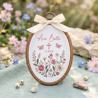 Personalized Floral Name Embroidery Hoop Art Custom Baby Nursery Wall Decor Keepsake