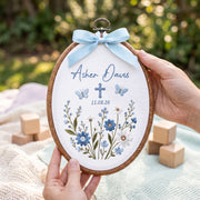 Custom Baby Name Botanical Embroidery Hoop Art Nursery Wall Decor Floral Keepsake