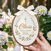 Personalized Baby Name Baptism Embroidery Hoop Art Custom Christening Wall Decor Keepsake