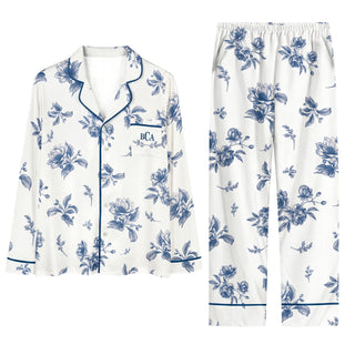 Custom Bridesmaid Pajamas Set Personalized Floral PJs Monogram Bridal Party Sleepwear