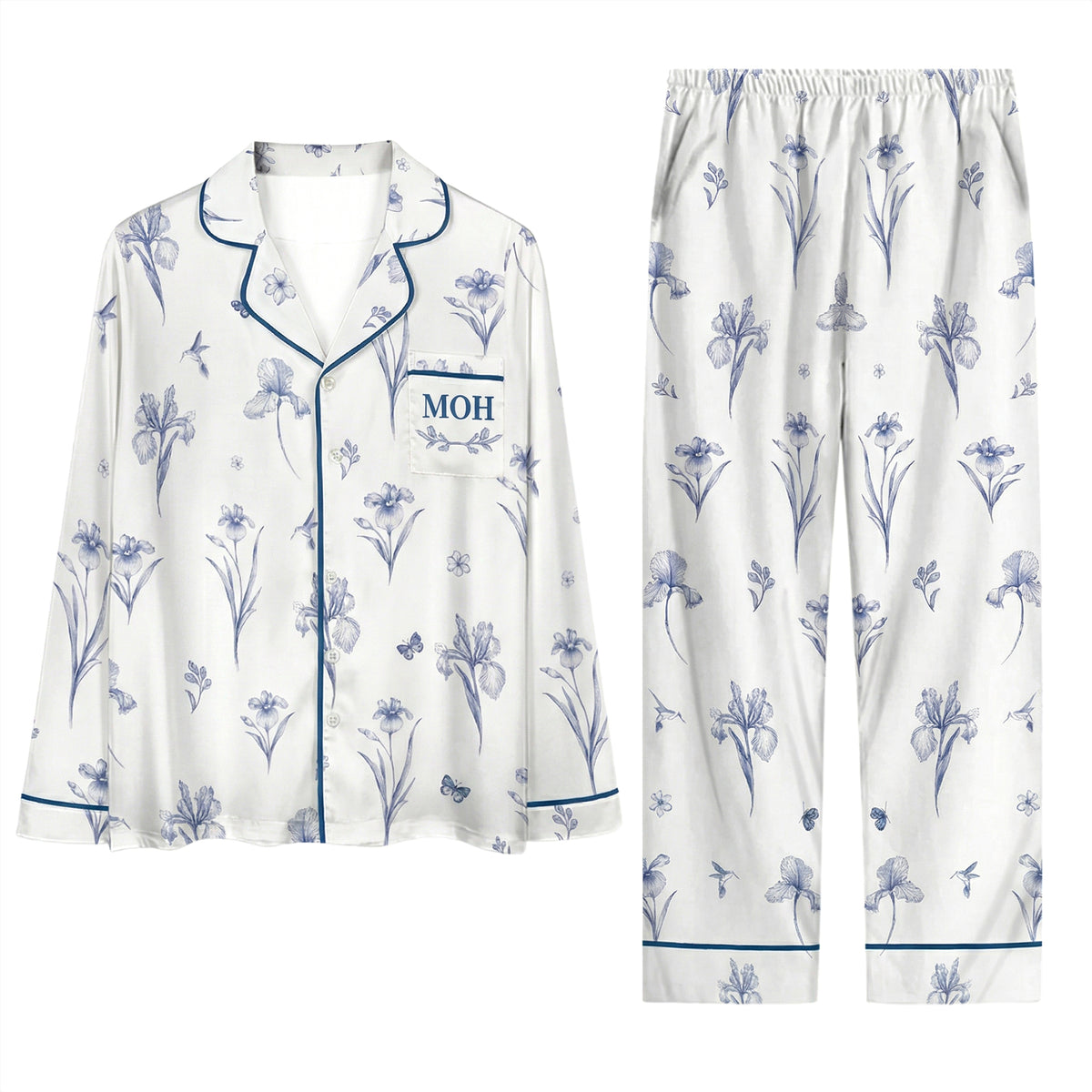 Custom Bridesmaid Pajamas Set Elegant Floral Print PJs Soft Bridal Party Sleepwear