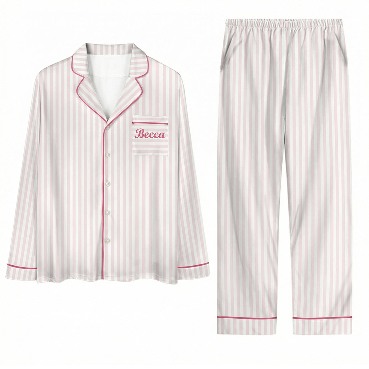 Custom Bridesmaid Pajamas Set Personalized Striped Name PJs Bridal Party Sleepwear