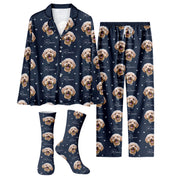Custom Pet Face Pajamas Set Personalised Photo Name Sleepwear Gift for Cat Dog Mom