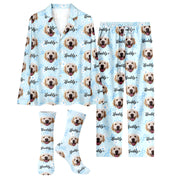 Custom Dog Face Pajamas Set Personalised Photo Name Floral Sleepwear Dog Mom Dad Gift