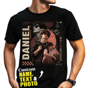 Custom Photo T-Shirt Vintage Streetwear Graphic Shirt Personalized Picture Collage Name Tee