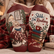 Custom Book Socks with Shhh Im Reading, Socks for Women and Men with Style, Christmas Gifts and Book Lovers Gifts for Reading Time, Pallyprints Co.