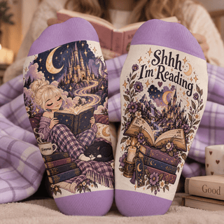Fantasy Castle Custom Book Socks, Socks for Women and Men with Soft Comfort, Book Lovers Gifts and Christmas Gifts for Cozy Reading, Pallyprints Co.