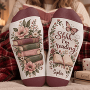 Custom Book Socks with Floral Butterfly, Socks for Women and Men with Style, Christmas Gifts and Book Lovers Gifts for Reading Time, Pallyprints Co.