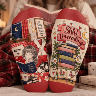 Reader Design Custom Book Socks, Socks for Women and Men with Soft Comfort, Book Lovers Gifts and Christmas Gifts for Reading Time, Pallyprints Co.
