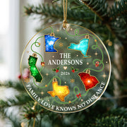 Personalized Christmas Light State Acrylic Ornament Long Distance Family Tree Decor