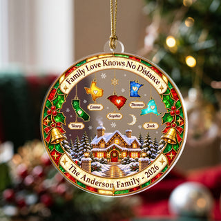 Custom Family Ornament Cozy Cabin State to State Acrylic Ornament Christmas Tree Gift