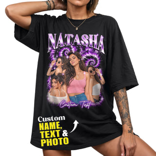 Custom Vintage Photo Collage T Shirt Unisex Spiral Tie Dye Graphic Tee Clothing Top