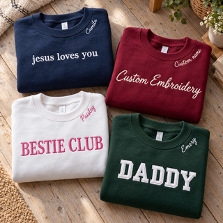 Custom Embroidered Shirt Personalized Text Logo Lettering Collar Name Cotton Tee Top