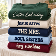 Custom Embroidered Shirt Personalized Text Logo Lettering Chest Soft Cotton Tee Top
