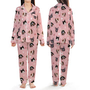 Custom Pet Face Satin Pajamas Set Personalised Dog Cat Face PJs Women Sleepwear Gift