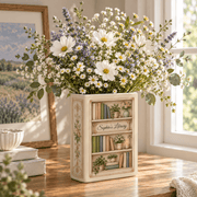 Custom Book Shelf Flower Vase Library Botanical Floral Vase Home Accent Piece Holder