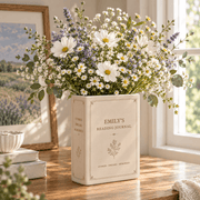 Custom Book Vase Reading Journal Botanical Floral Acrylic Flower Holder Centerpiece
