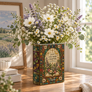 Custom Book Vase Just One More Chapter Stained Glass Floral Flower Holder Centerpiece