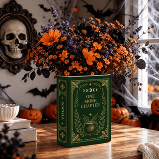 Custom Book Flower Vase One More Chapter Spooky Halloween Floral Bookish Decor Gift