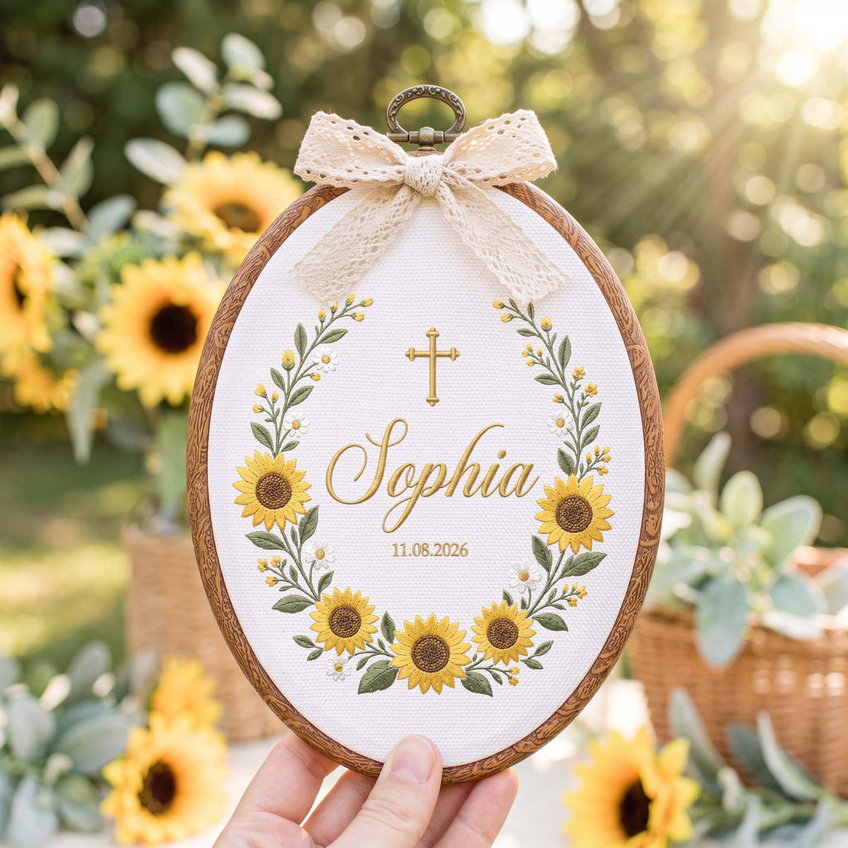 Personalized Embroidered Baby Name Hoop Custom Baptism Gift Nursery Wall Hanging