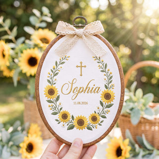 Personalized Embroidered Baby Name Hoop Custom Baptism Gift Nursery Wall Hanging