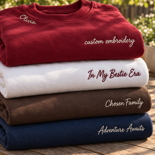 Custom Shirt Embroidered Personal Text Logo Lettering Collar Name Fleece Apparel