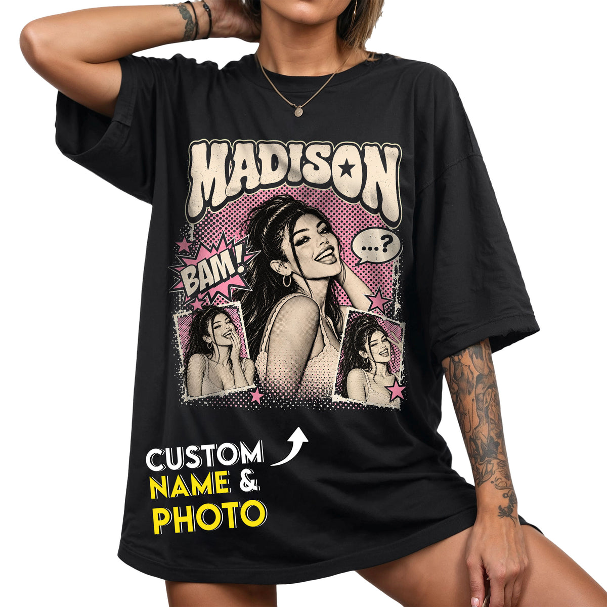 Custom Y2K Pop Art Comic Book Photo Collage T Shirt Retro Style Graphic Tee Top Apparel