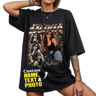 Custom Vintage Bootleg T Shirt Personalized Y2K Graphic Rap Tee Custom Photo Picture