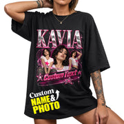 Custom Photo T-Shirt Y2K Star Glow Graphic Tee Personalized Picture Name Apparel