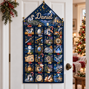Custom Name Embroid Christmas Advent Calendar Dragon Fantasy Hanging Pocket Tapestry