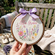 Personalized Baby Name Wildflowers Butterflies Embroidery Hoop Art Nursery Decor Keepsake
