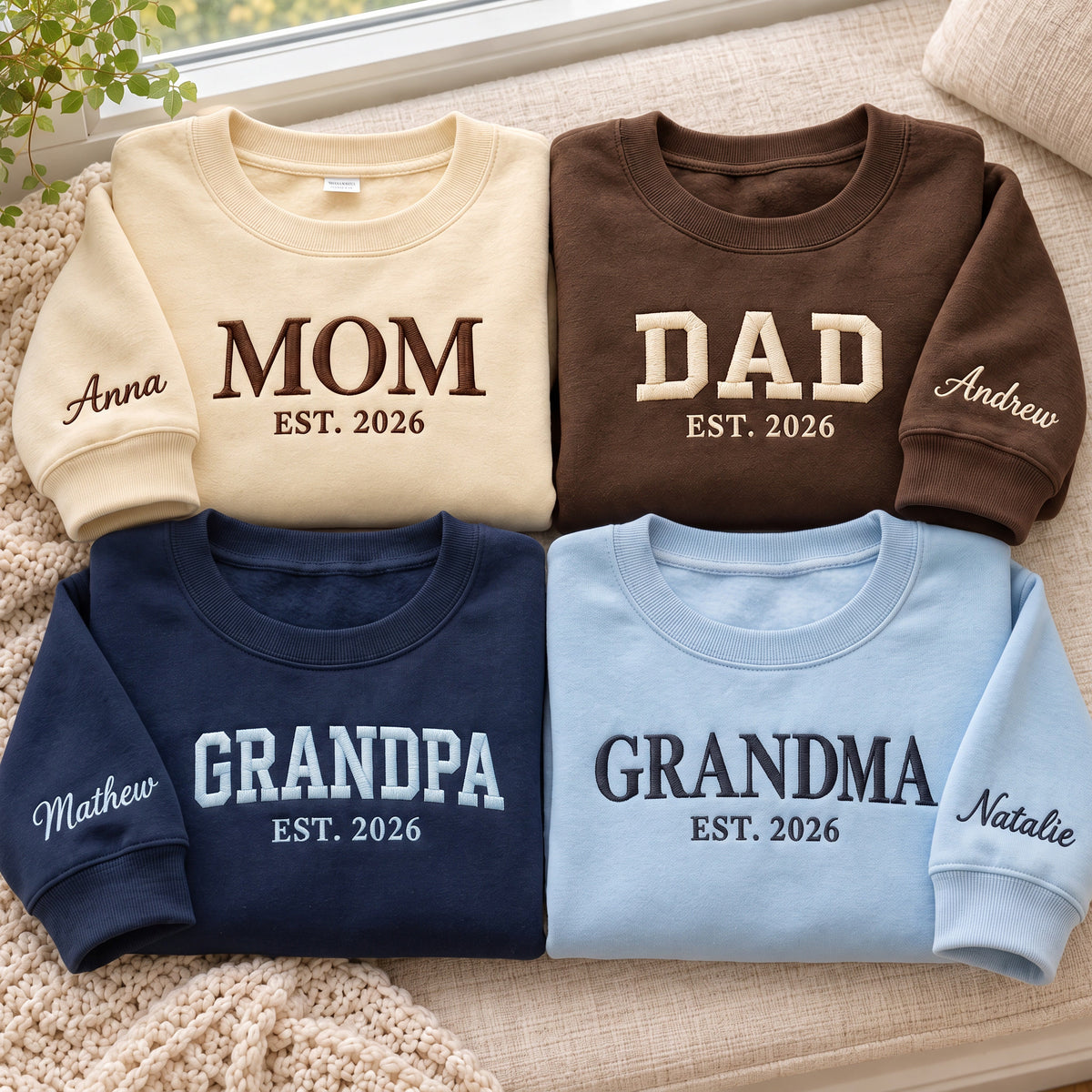 Custom Embroidered Family Shirt Personalized Text Logo Lettering Sleeve Name Tee Top